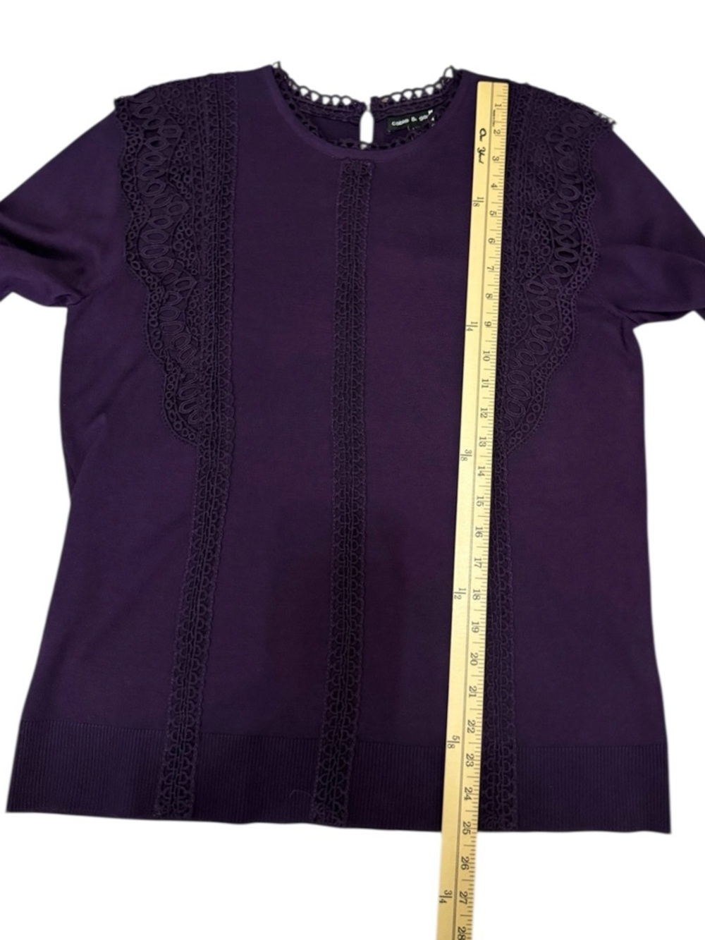 Cable & Gauge Purple Lace-Trim Crew Neck Sweater - Picture 7 of 7